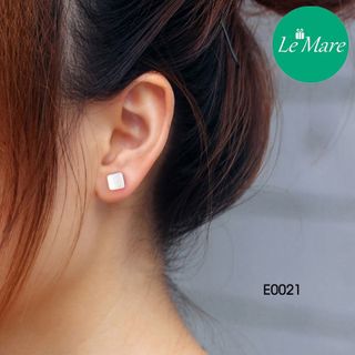 Khuyên tai hình vuông xước mờ E0021