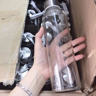 Bình detox thuỷ tinh 500ml - chai đựng nước thuỷ tinh có quai xách
