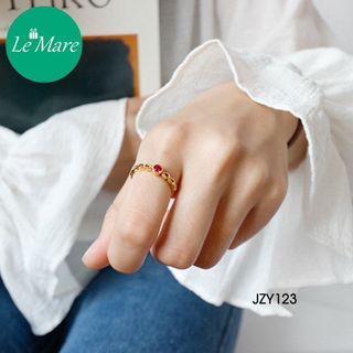 Nhẫn bạc xi vàng đá đỏ JZY123