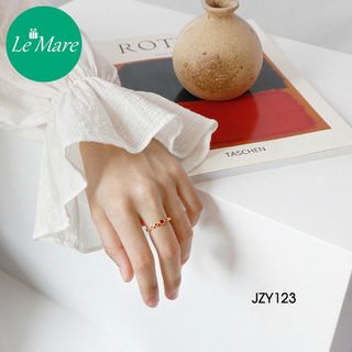 Nhẫn bạc xi vàng đá đỏ JZY123