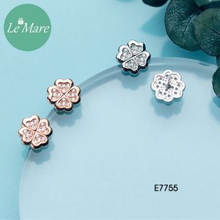 Khuyên tai cỏ 4 lá đính đá E7755