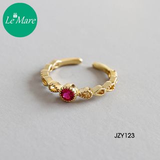 Nhẫn bạc xi vàng đá đỏ JZY123