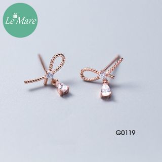 Khuyên tai thân xoắn thả đá G0119