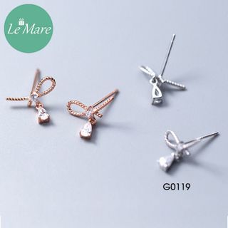 Khuyên tai thân xoắn thả đá G0119