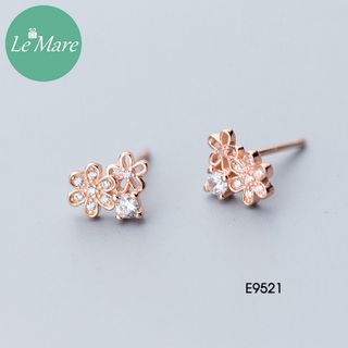 Khuyên hoa đính đá xi vàng hồng E9521