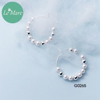 Khuyên tròn ngọc trai bi bạc G0265