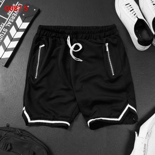 Quần shorts thun phối khóa quần shorts nam