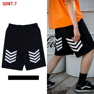 Quần shorts thun phối khóa quần shorts nam