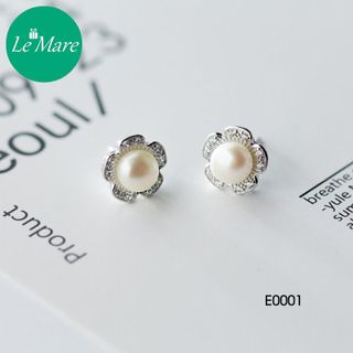 Khuyên tai hoa ngọc trai nhân tạo E0001