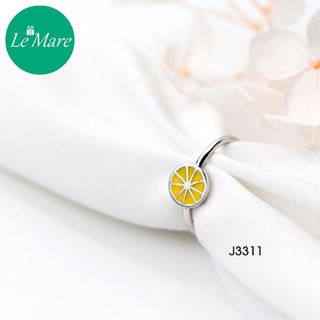 Nhẫn bạc mở lát chanh vàng J3311