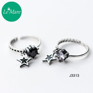 Nhẫn mở xoắn đính đá thả sao J3313