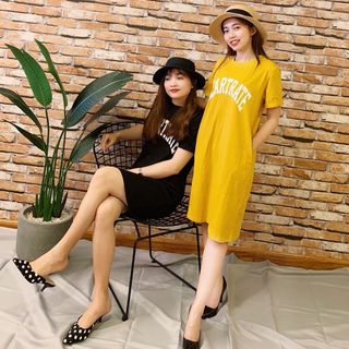 Đầm thun suông in chữ HEARYRATE cực xinh Hot Hit