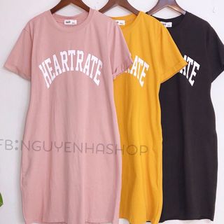 Đầm thun suông in chữ HEARYRATE cực xinh Hot Hit
