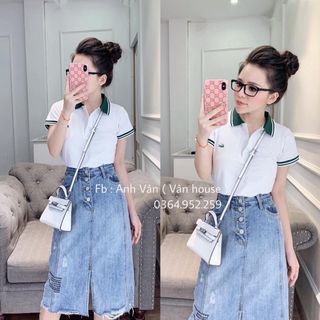 ÁO THUN CỔ BẺ VIỀN LOGO CÁ SẤU