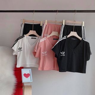 Set bộ a di das lửng crop top cực Sporty xinh No1