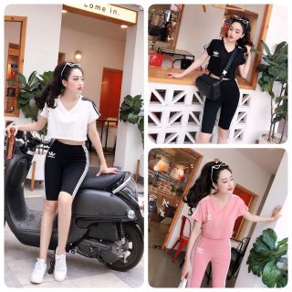 Set bộ a di das lửng crop top cực Sporty xinh No1