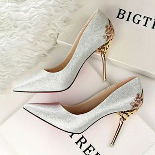 Giày cao gót bọc kim loại 9p