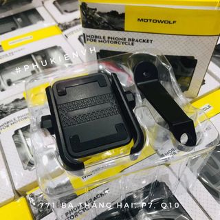 Kẹp xe máy sắt giá đỡ điện thoại trên xe máy Sắt Motowolf có clip hình thật