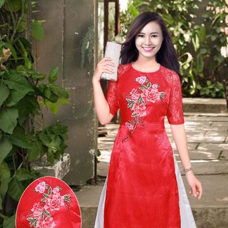 SET ÁO DÀI CÁCH TÂN GẤM HOA THÊU 3D