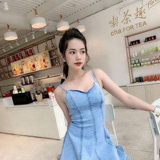 ĐẦM HAI DÂY DENIM