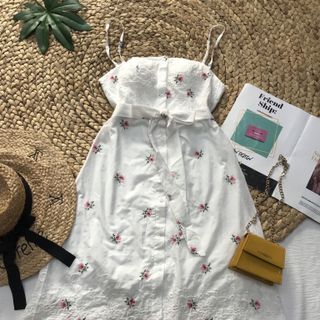 ĐẦM XÔ HOA THÊU 2 DÂY CAO CẤP / 3 màu