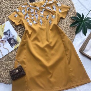 Đầm suông kết đá chanh xả