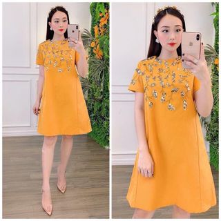 Đầm suông kết đá chanh xả