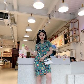 ĐẦM SUÔNG CỔ BẺ IN HỌA TIẾT