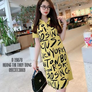 ĐẦM SUÔNG CỔ BẺ IN CHỮ