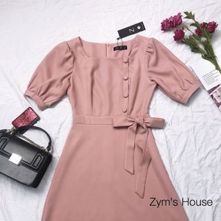 ĐẦM TAY BỒNG ĐÍNH NÚT BỌC XÉO