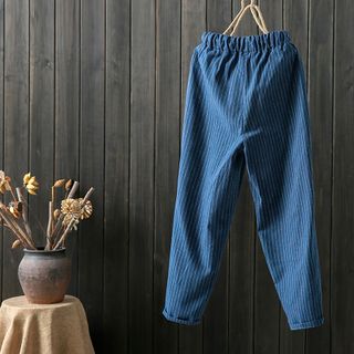 Quần baggy Nữ Vải bố mềm thiết kế kẻ sọc phối hai chiều 101