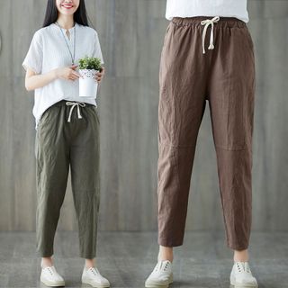 Quần baggy nữ lưng thun vải đũi thiết kế mới lạ không đụng hàng 115 giá sỉ