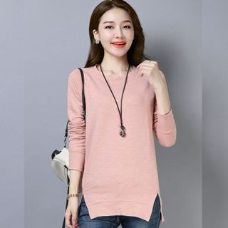 Áo thun nữ phôm dài thời trang thiết kế vạt áo xẻ dài độc đáo 102