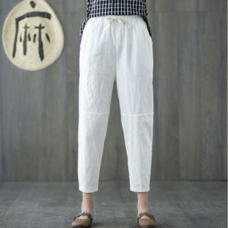 Quần baggy nữ lưng thun vải đũi thiết kế mới lạ không đụng hàng 115