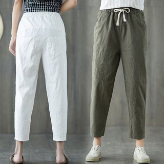 Quần baggy nữ lưng thun vải đũi thiết kế mới lạ không đụng hàng 115