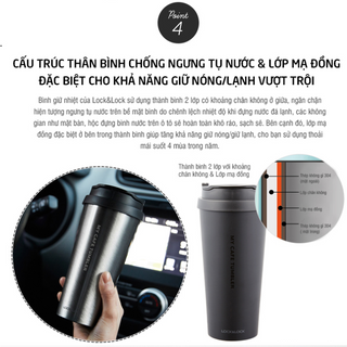 BÁN SỈ - Ly Giữ Nhiệt Bằng Thép Không Gỉ LockLock Clip Tumbler LHC4151 540ml - Ba màu