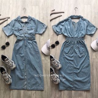 ĐẦM DENIM XẺ
