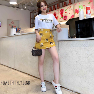 chân váy ngắn - áo thun nữ ngắn tay