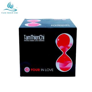 Bao cao su Tâm Thiện Chí Four In Love gân gai thắt và trị xuất tinh sớm hộp 12 chiếc