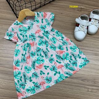 Đầm thun tay ngắn họa tiết