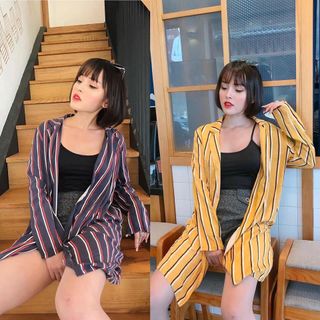 Aso khoác sơ mi oversize sọc