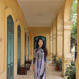 Áo dài tơ lụa cao cấp màu xanh