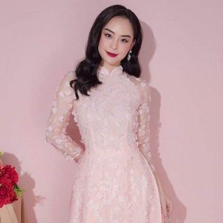 Áo dài cách tân ren màu đỏ
