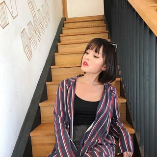 Aso khoác sơ mi oversize sọc