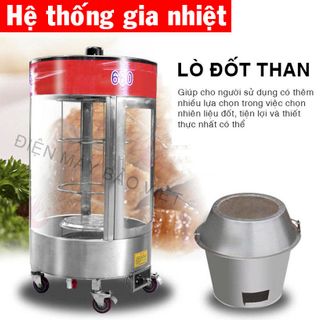 Lò quay vịt kính xoay 680 dùng than - Máy Bảo Việt