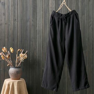 Quần nữ ống rộng lưng thun bản lớn chất liệu đũi cao cấp 123