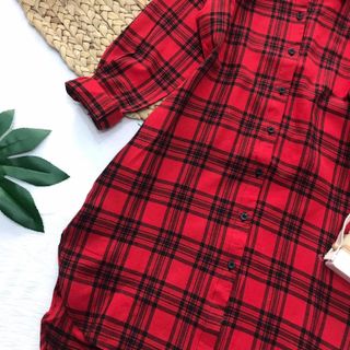 Đầm sơ mi form suông kẻ sọc oversize
