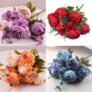 Chùm mẫu đơn - hoa lụa cao cấp 8 bông siêu đẹp 47cm