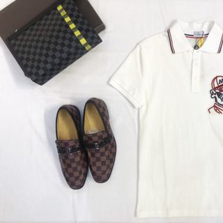 Áo thun nam có cổ màu trắng thêu hình thời trang cao cấp L67