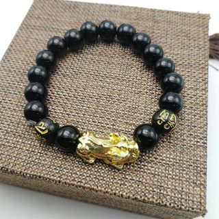 Vòng tay tỳ hưu mix hạt 12ly